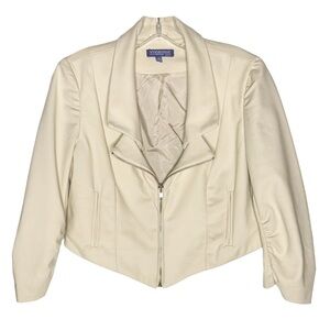 Vivienne Vivienne Tam Petite Ruched Sleeve Crop Moto Jacket